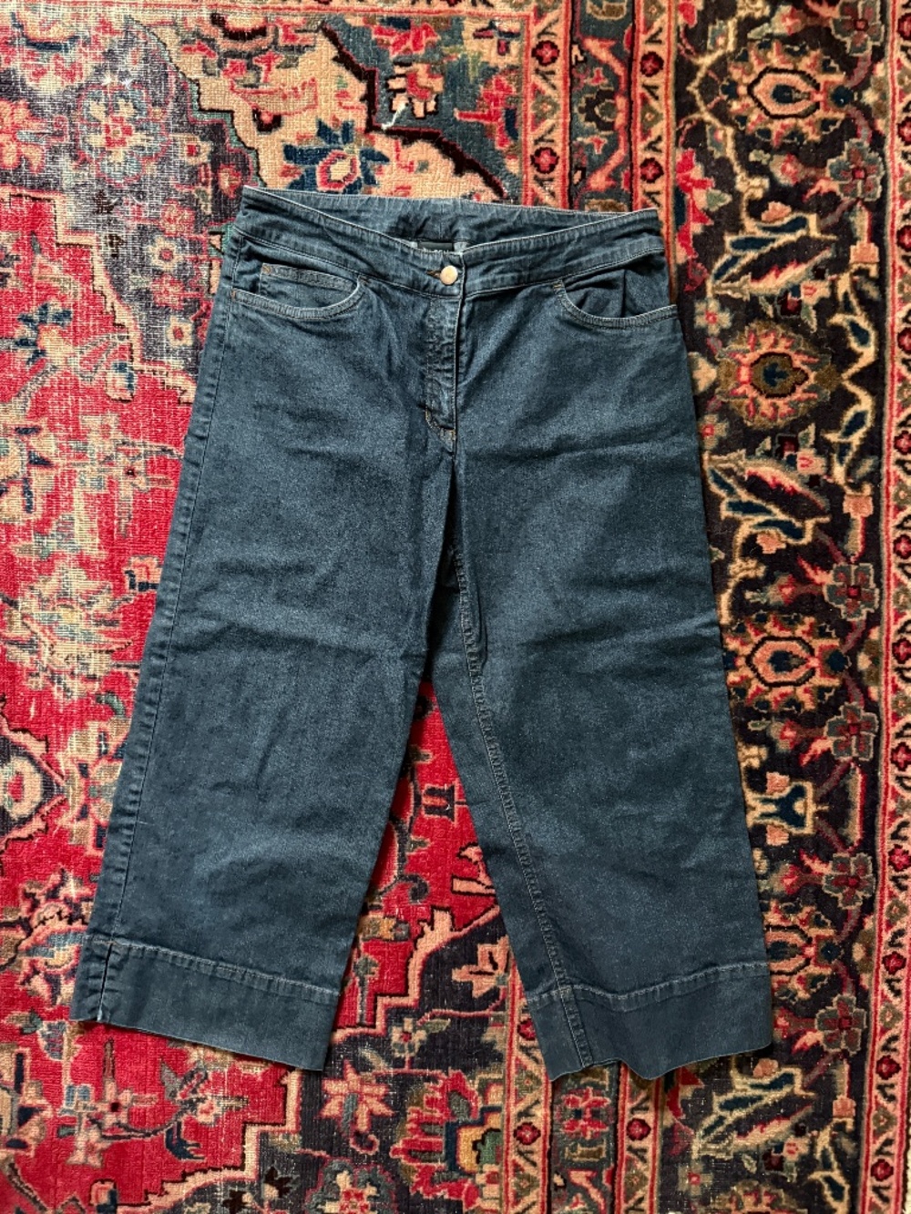 Eileen Fisher Cropped Wide Leg Dark Jean, Size S
